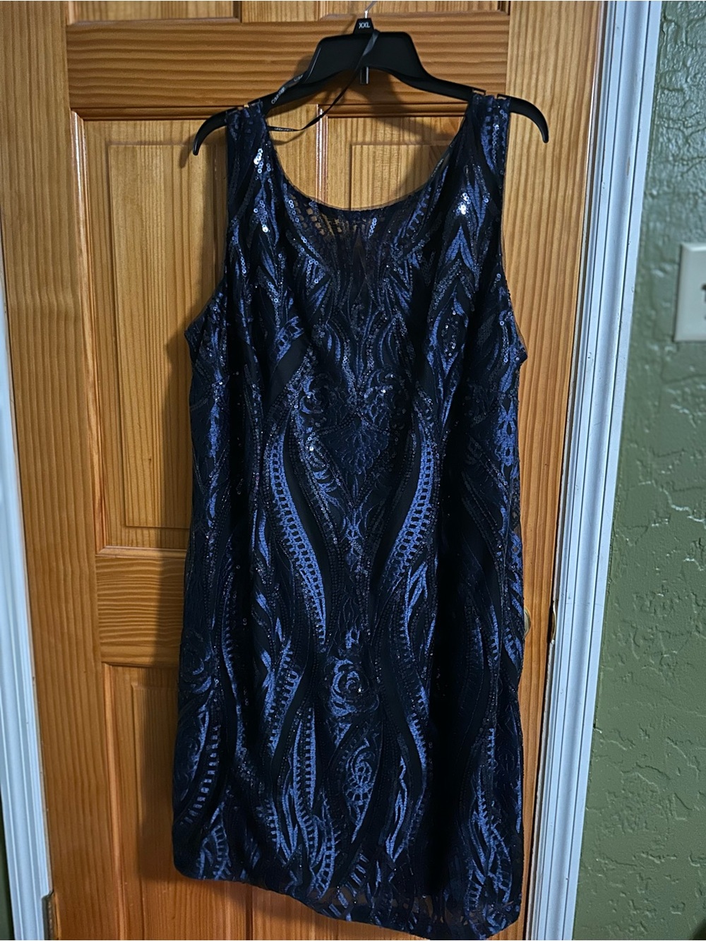 Calvin Klein Navy Sequin Sheath Dress